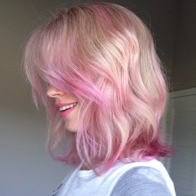 pinkish blonde hair